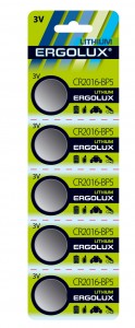   - CR2016 Lithium 3V BP-1/5 "Ergolux" 