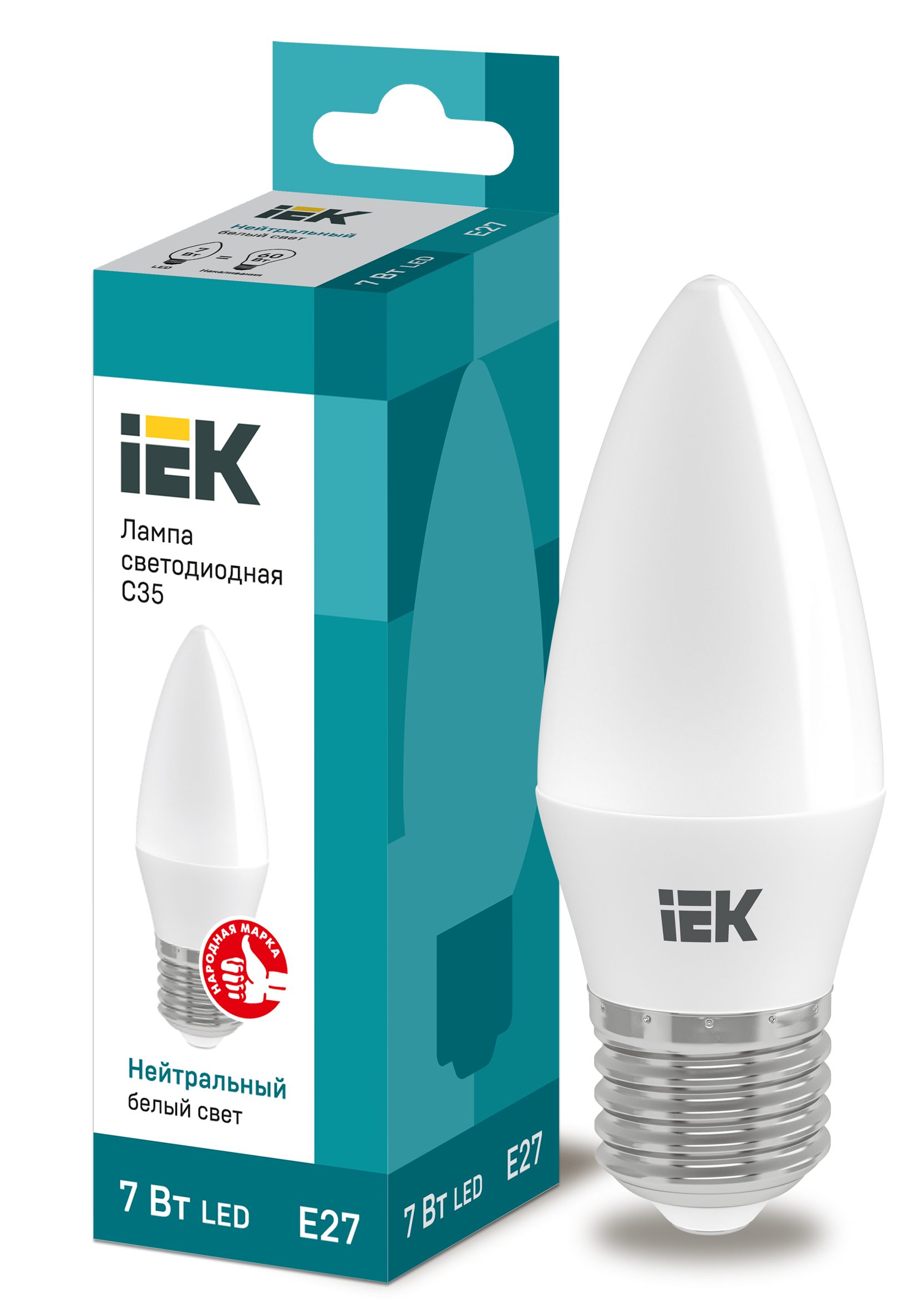 LED -07W-4000K-E27-230V  C35-FR "IEK" (10/100)
