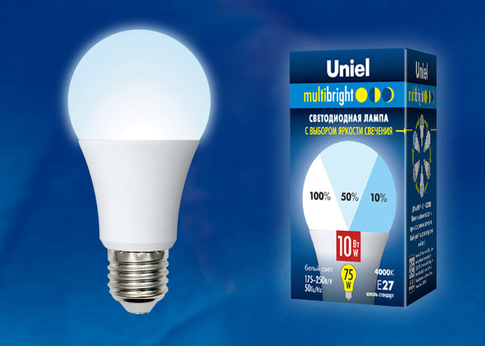  LED - Multibright dim A60-FR-10W-230V-E27-4000K "Uniel" (10/100)