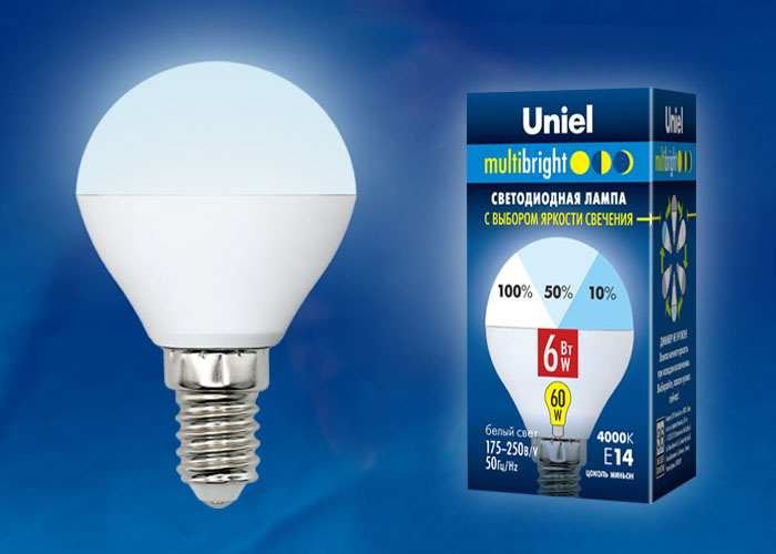  LED - Multibright dim G45-FR-6W-230V-E14-4000K "Uniel" (10/100)
