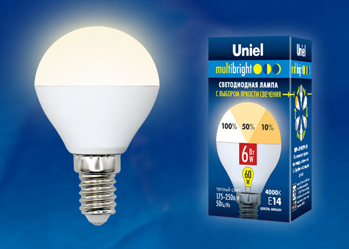  LED - Multibright dim G45-FR-6W-230V-E14-3000K "Uniel" (10/100)