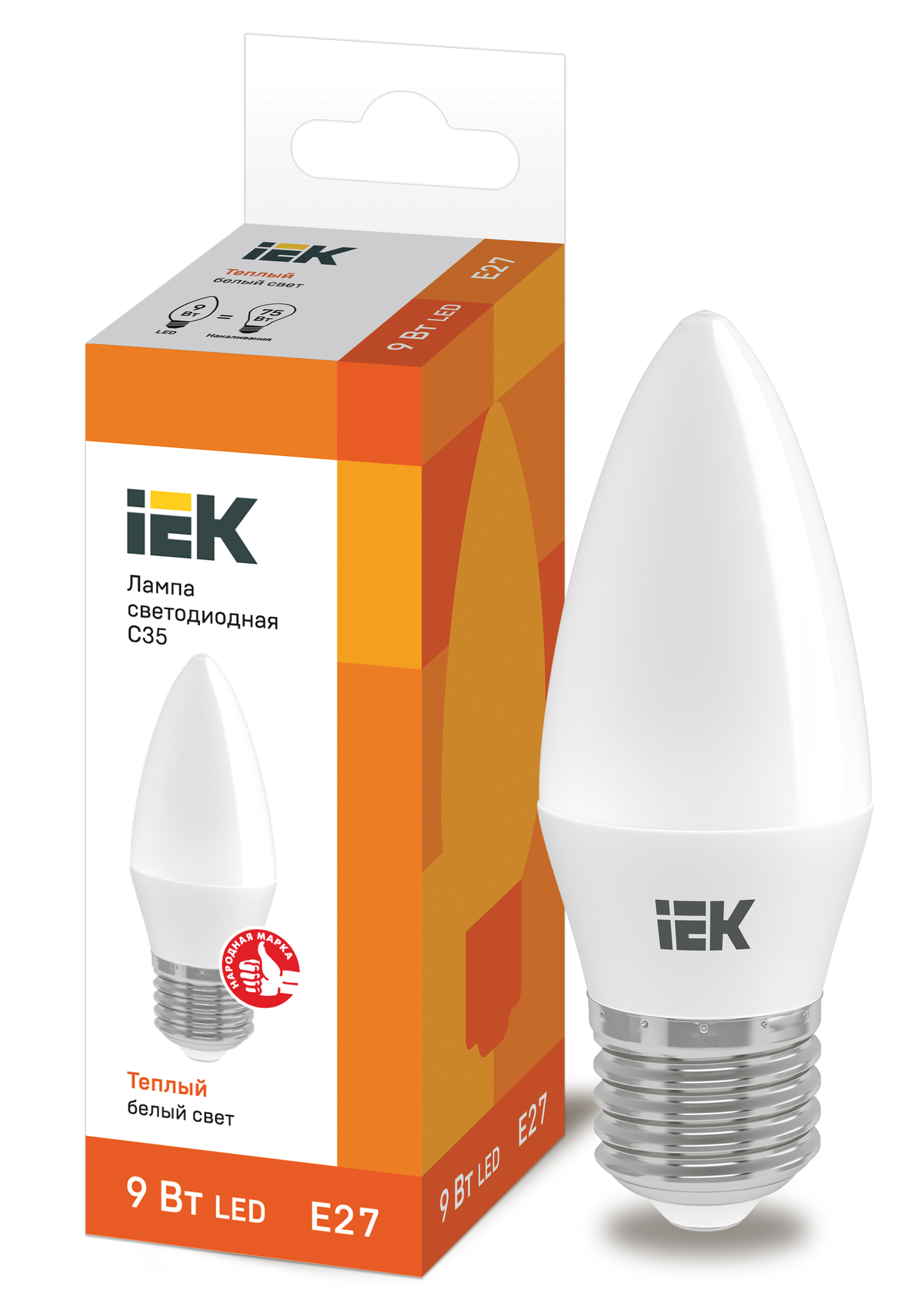  LED -09W-3000K-E27-230V  C35-FR  "IEK" (10/100)
