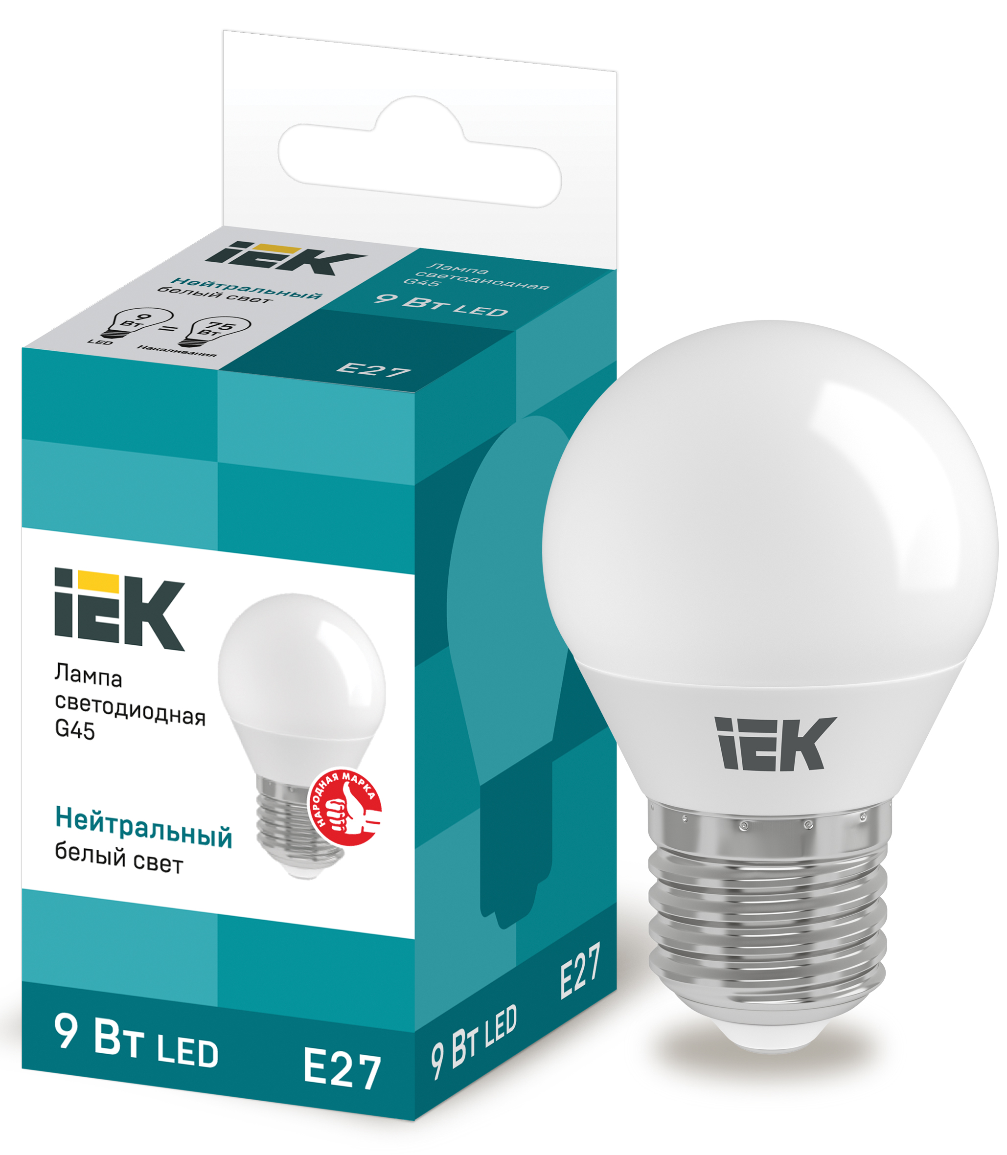  LED -09W-4000K-E27-230V  G45-FR  "IEK" (10/100)
