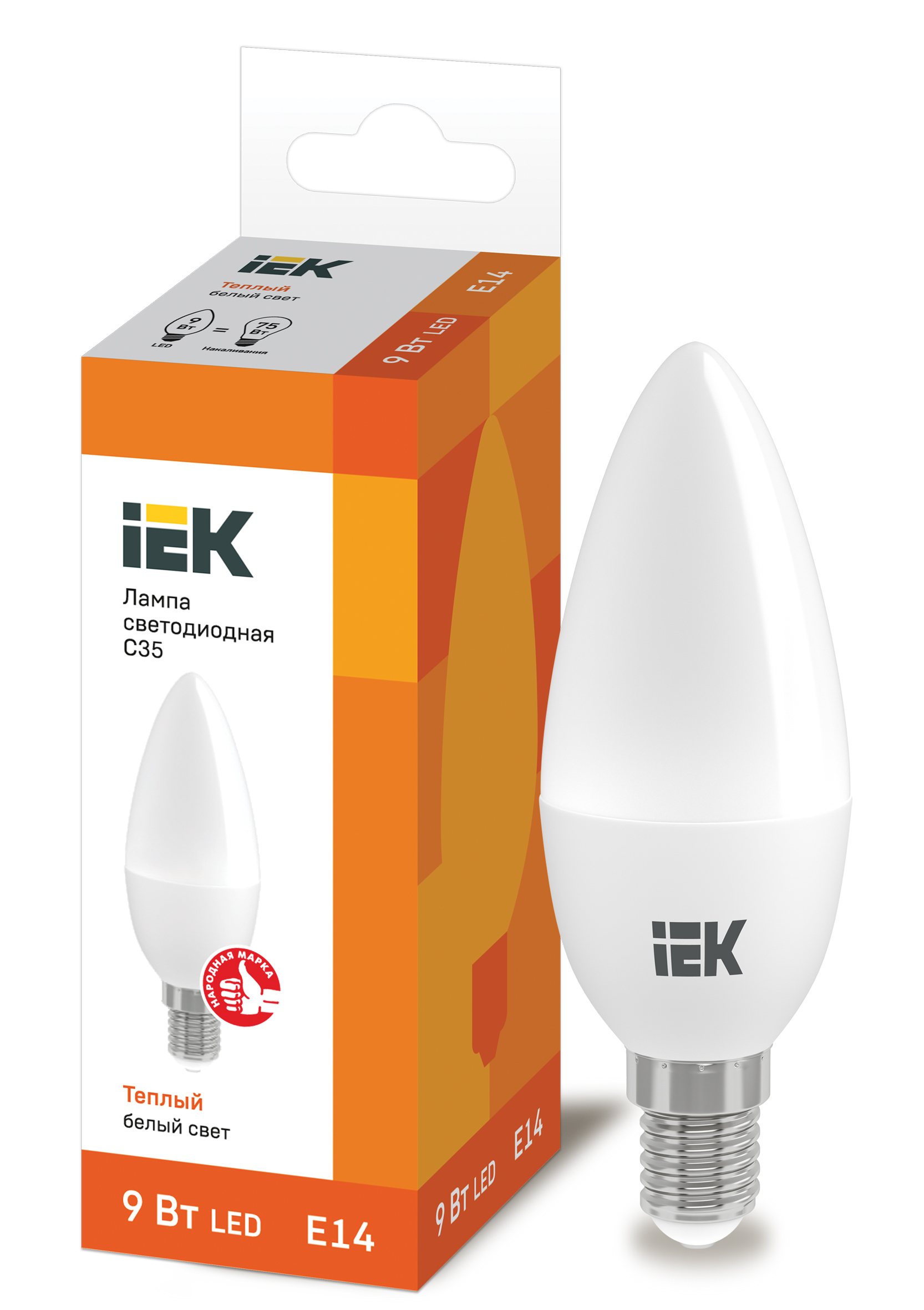  LED - C35-FR-9W-230V-14-3000K "IEK" (10/100)