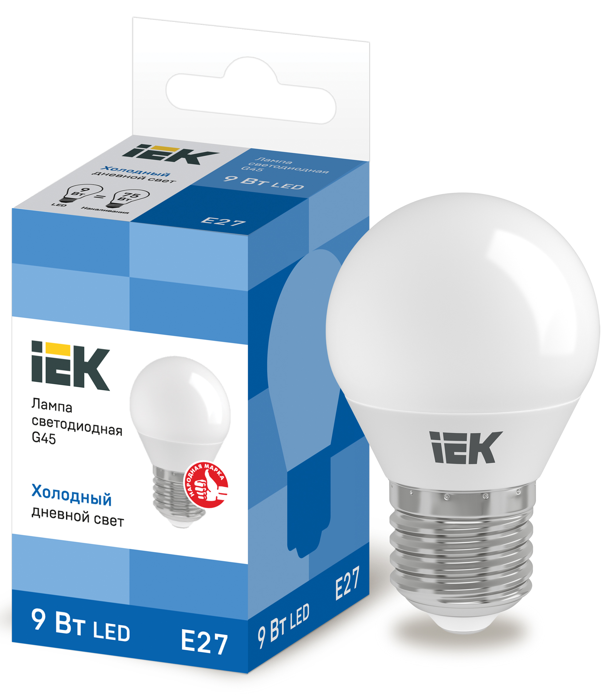  LED -09W-6500K-E27-230V  G45-FR  "IEK" (10/100)