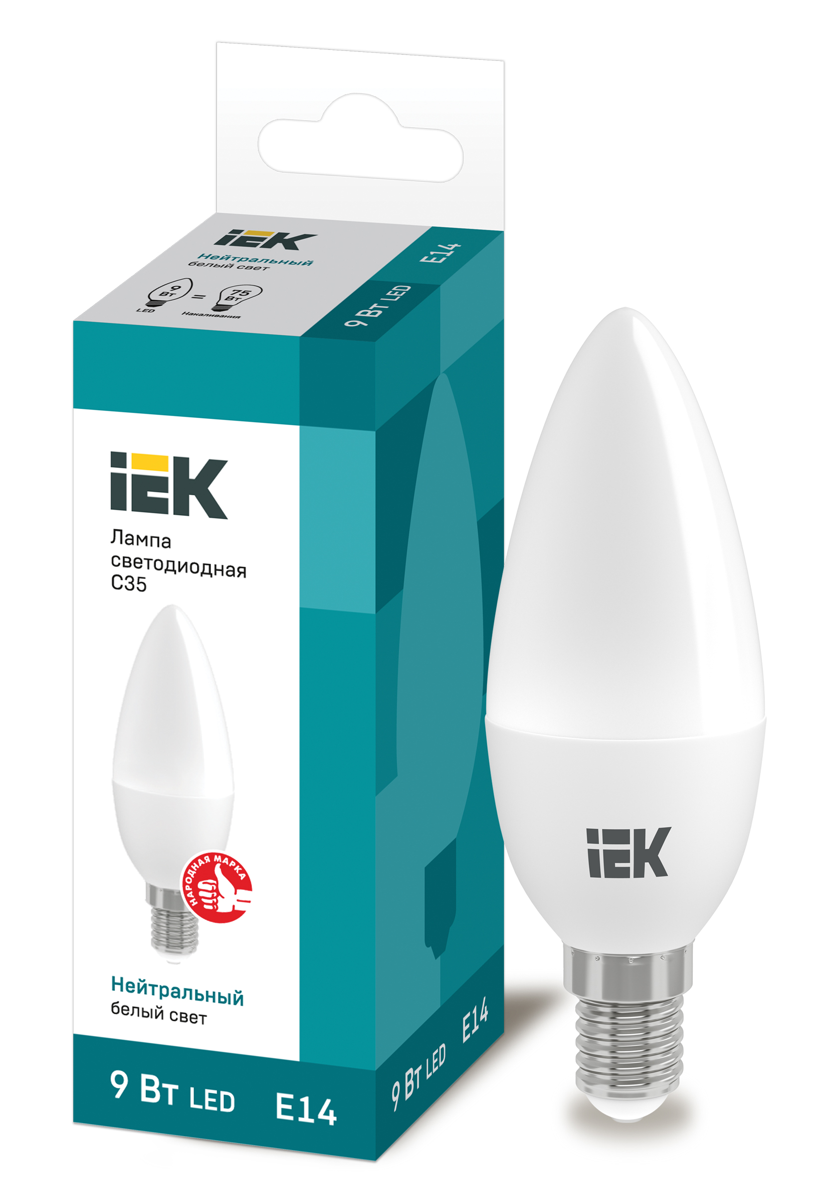  LED - C35-FR-9W-230V-14-4000K "IEK" (10/100)