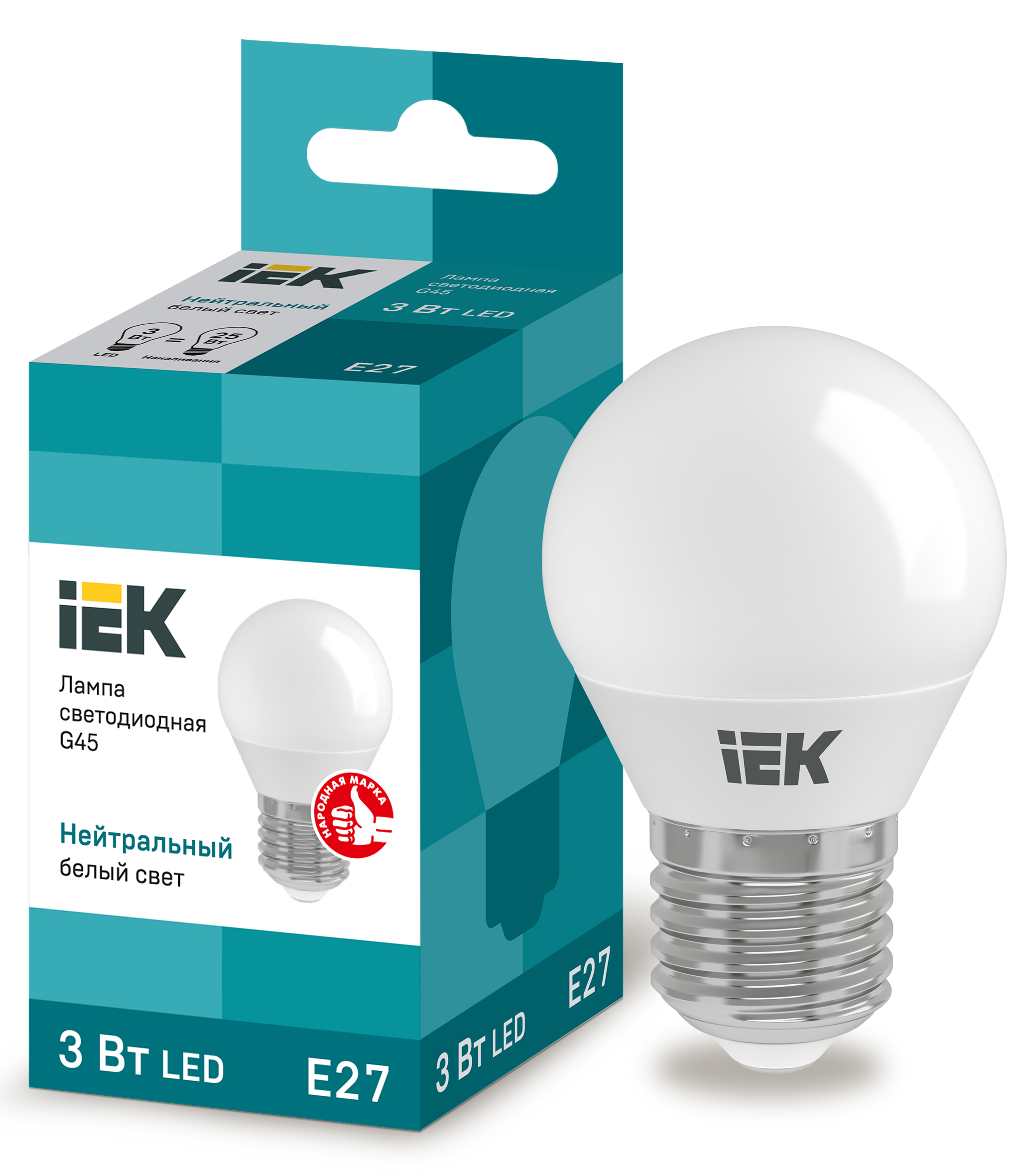  LED -03W-4000K-E27-230V  G45-FR  "IEK" (10/100)