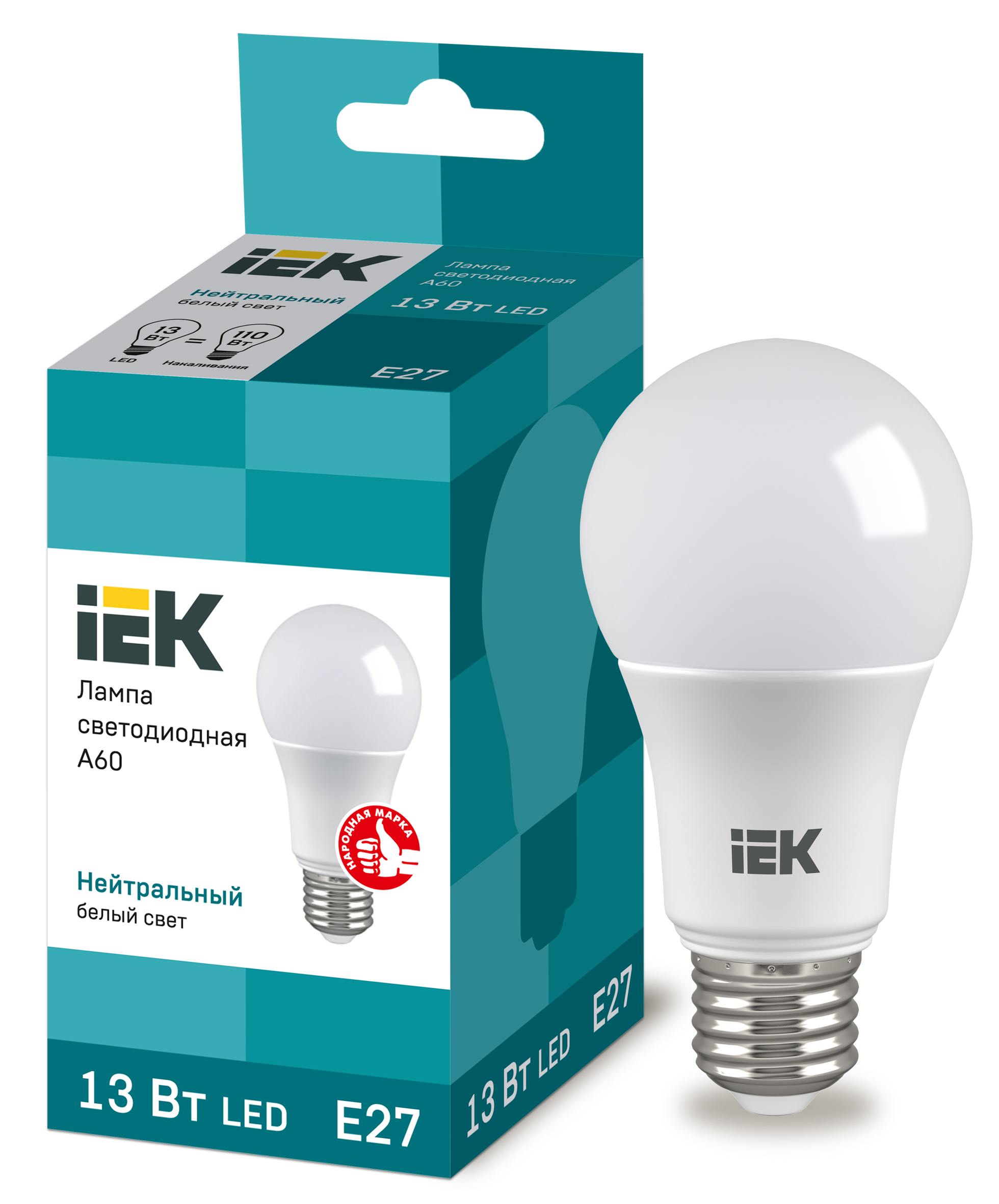 LED - A60-FR-13W-230V-E27-4000K "IEK" (10/100)