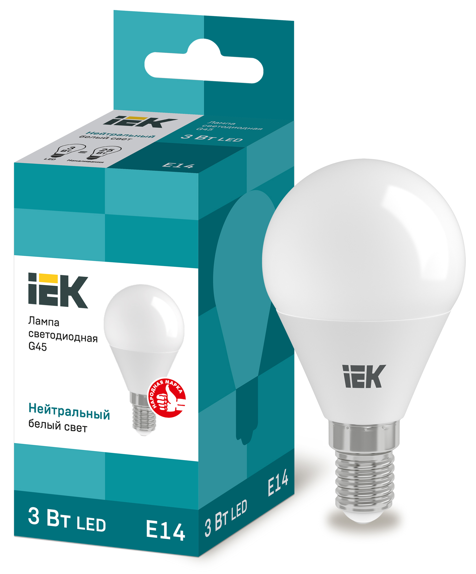  LED - G45-FR-3W-230V-E14-4000K "IEK" (10/100)