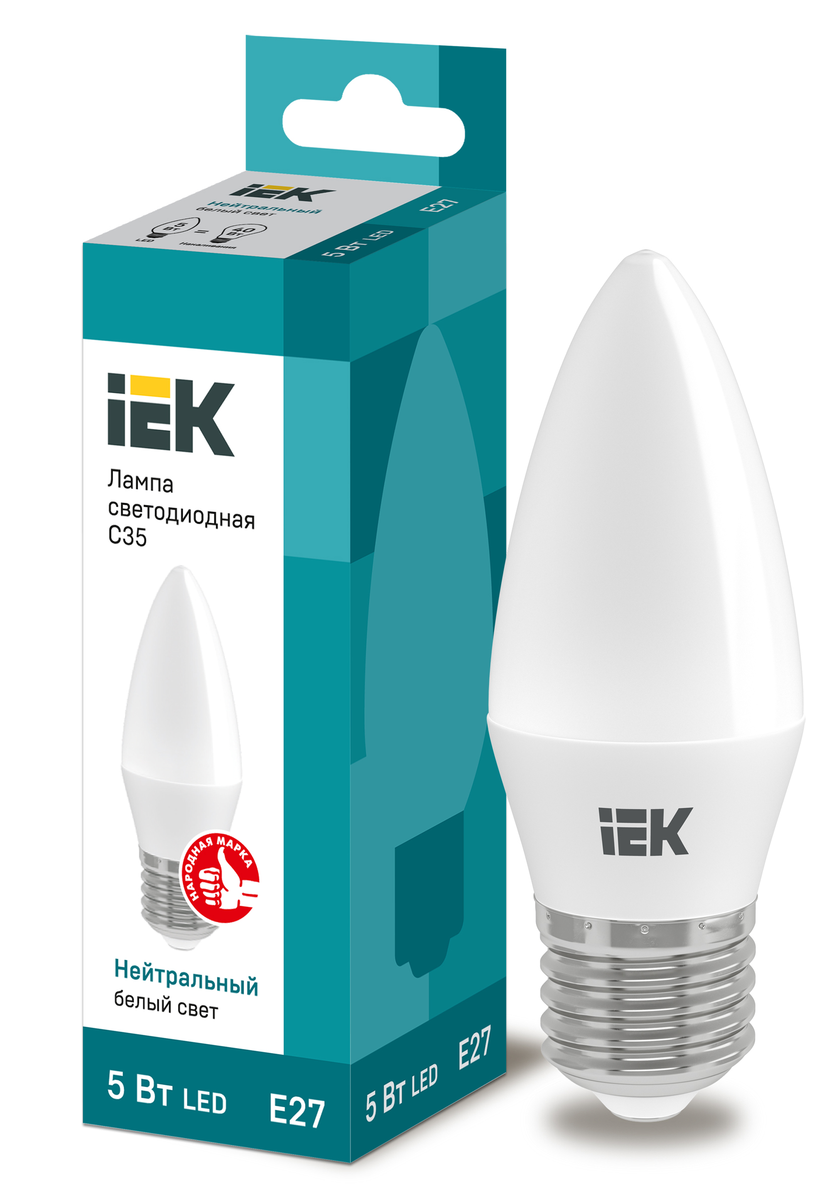  LED -05W-4000K-E27-230V  C35-FR "IEK" (10/100)